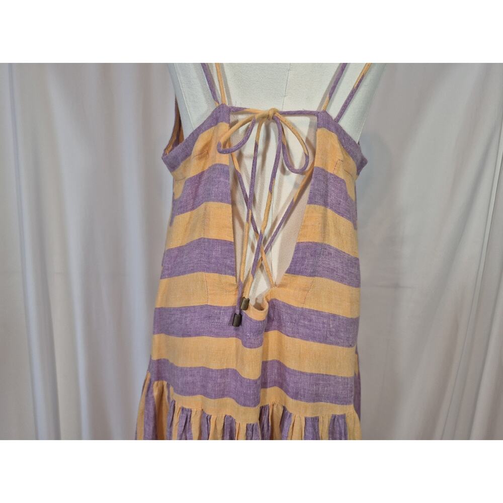 Anthropologie Grommet Halter Orange Purple Linen Blend Maxi Dress Medium - Picture 10 of 13